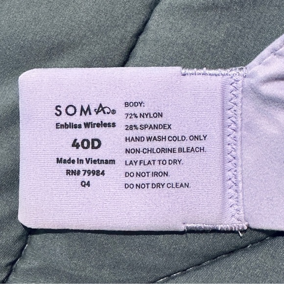 *NWOT* Soma Embliss Wireless Bra Size 40D Lavender Purple - Picture 6 of 8
